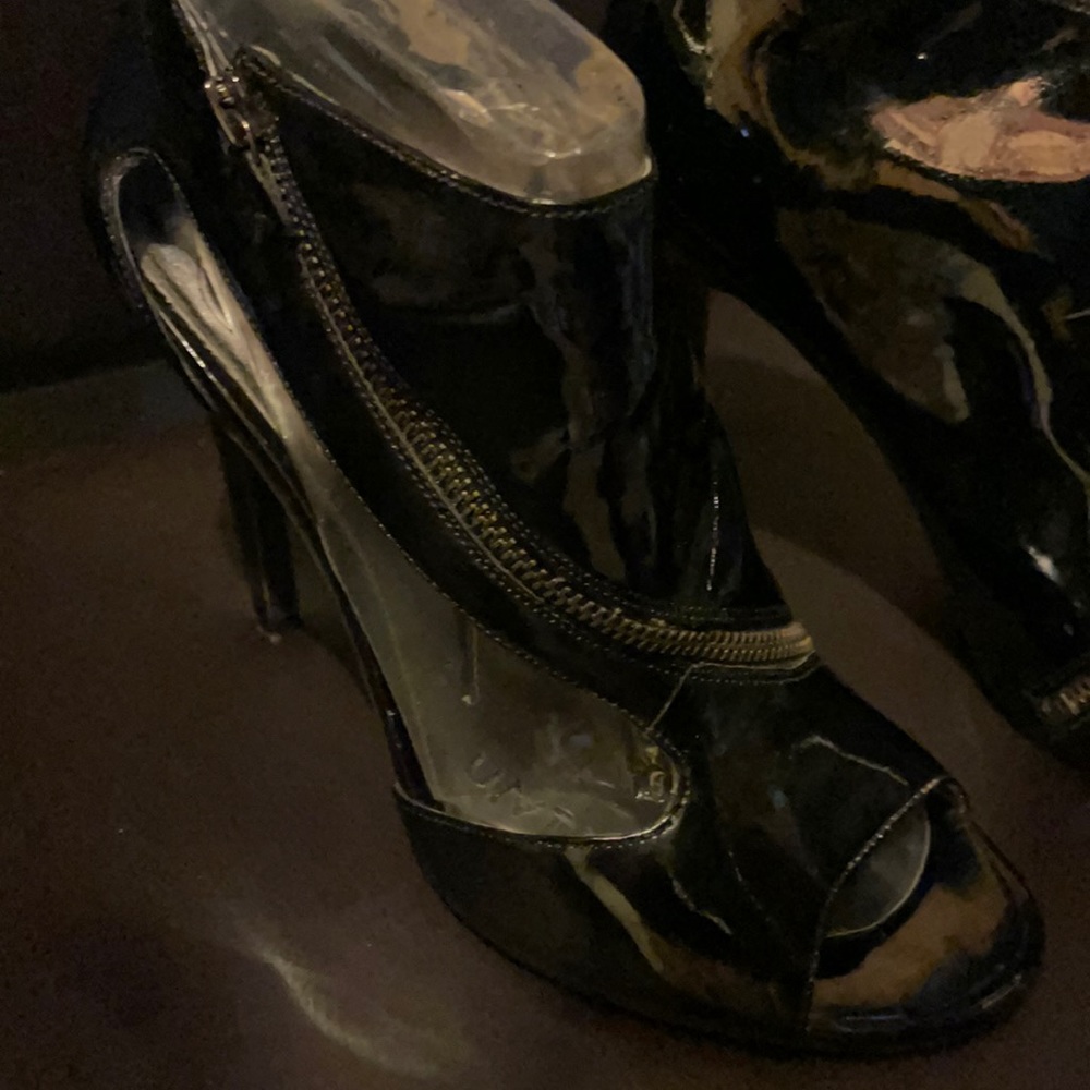 Patent leather booties